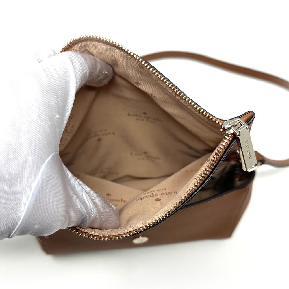 Kate Spade Leila Mini Zip Crossbody Purse in Warm Gingerbread Leather KE487 - Picture 4 of 6